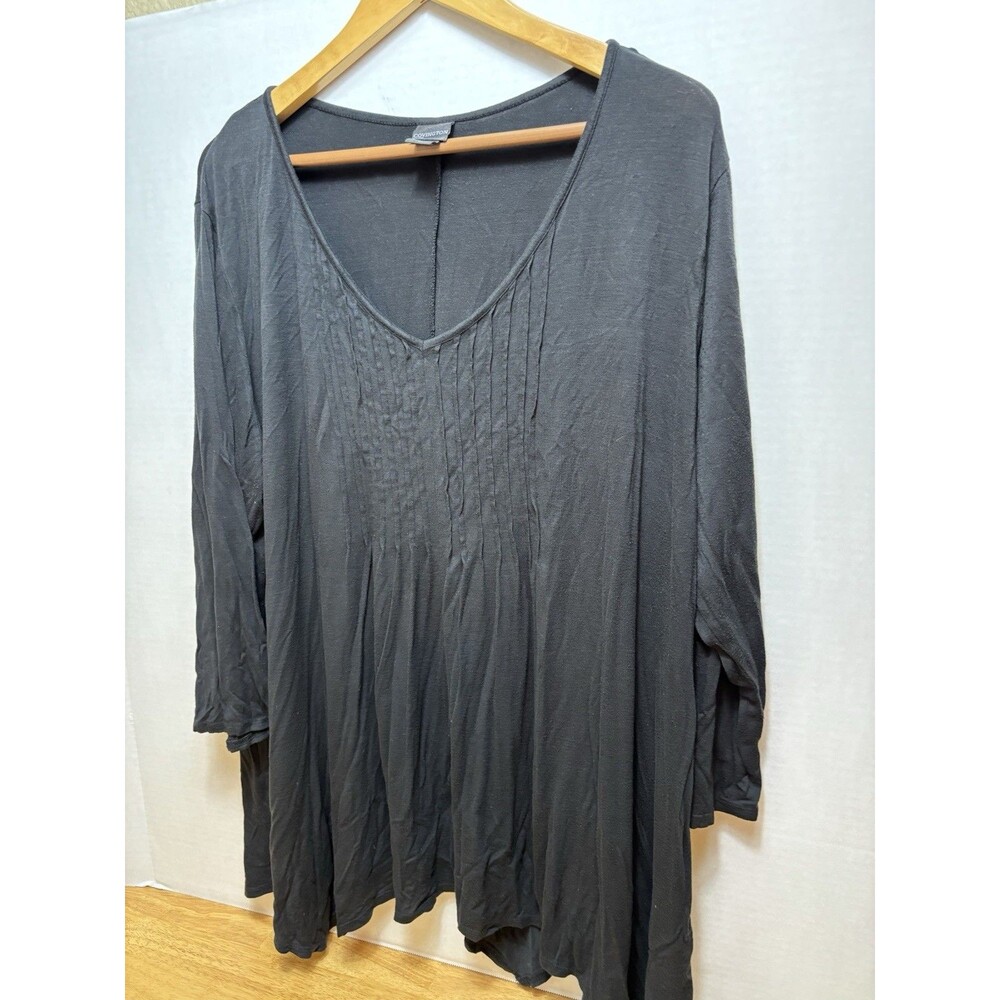 Covington Woman’s Black Shirt Size 3X Plus 3/4 Sleeve Rayon Spandex